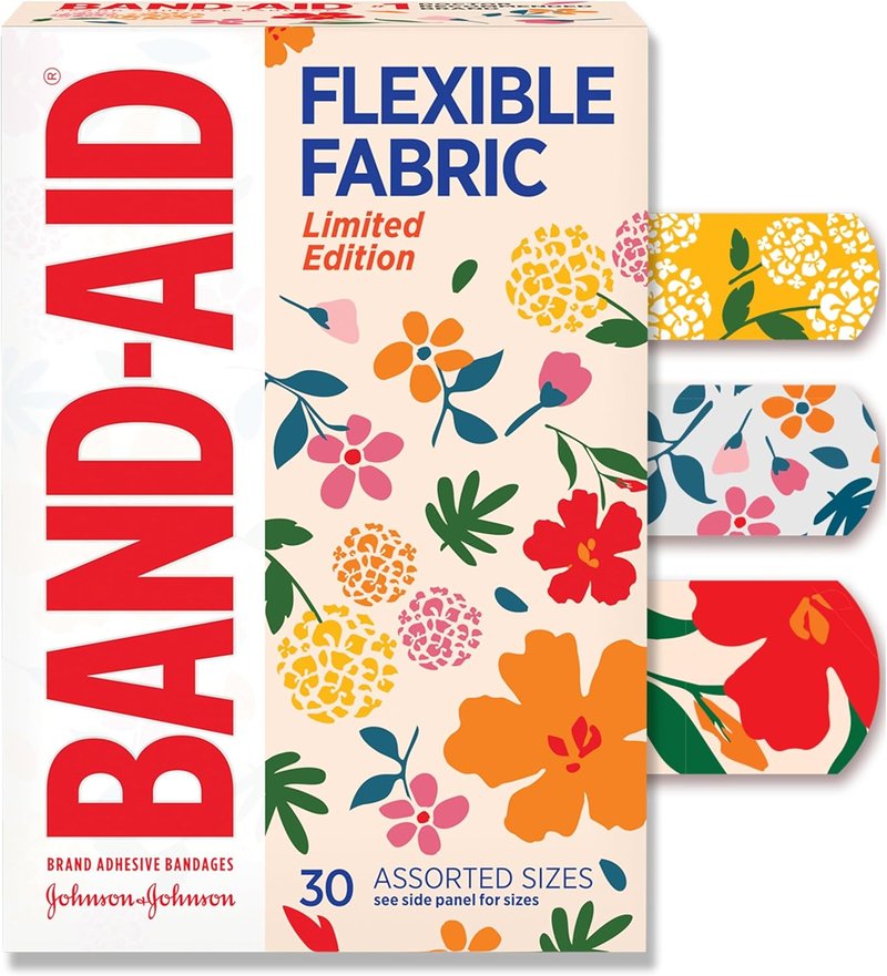 Flexible Fabric Adhesive Bandages - Comfortable Wound Care for Minor Cuts & Scrapes | Wildflower Design, 30 ct