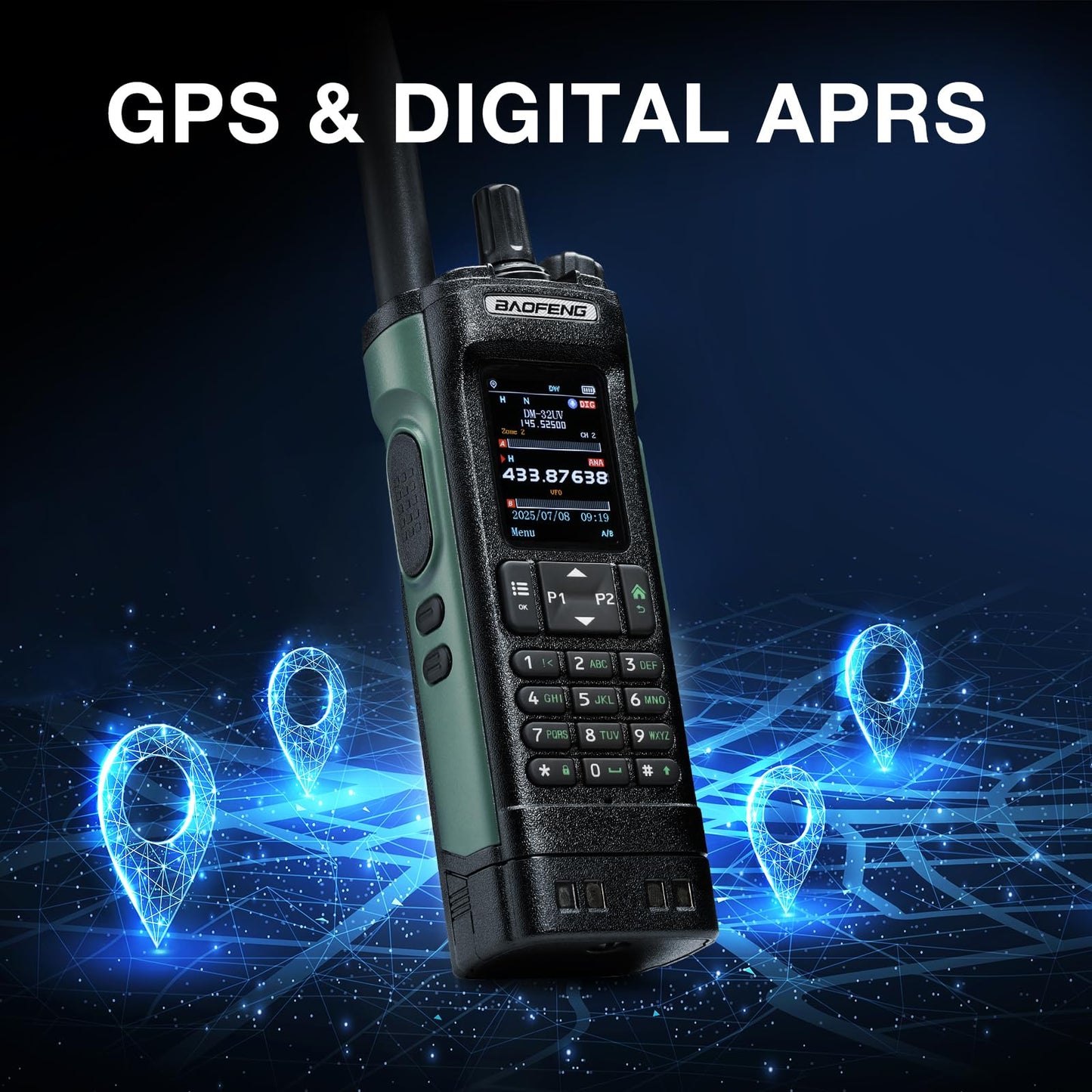 BAOFENG DM-32UV 10W DMR Ham Radio, Green