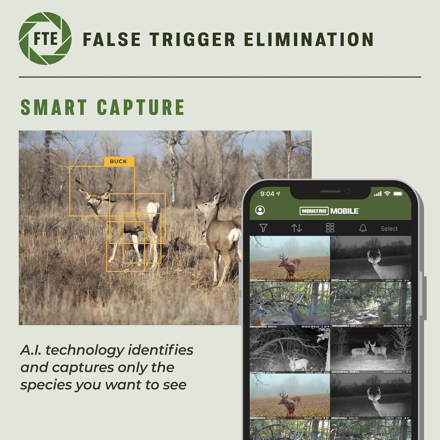Moultrie Edge Pro Cellular Trail Camera - 1080p HD Video, Auto Connect, 100ft Detection Range | Nationwide Coverage, False Trigger Tech