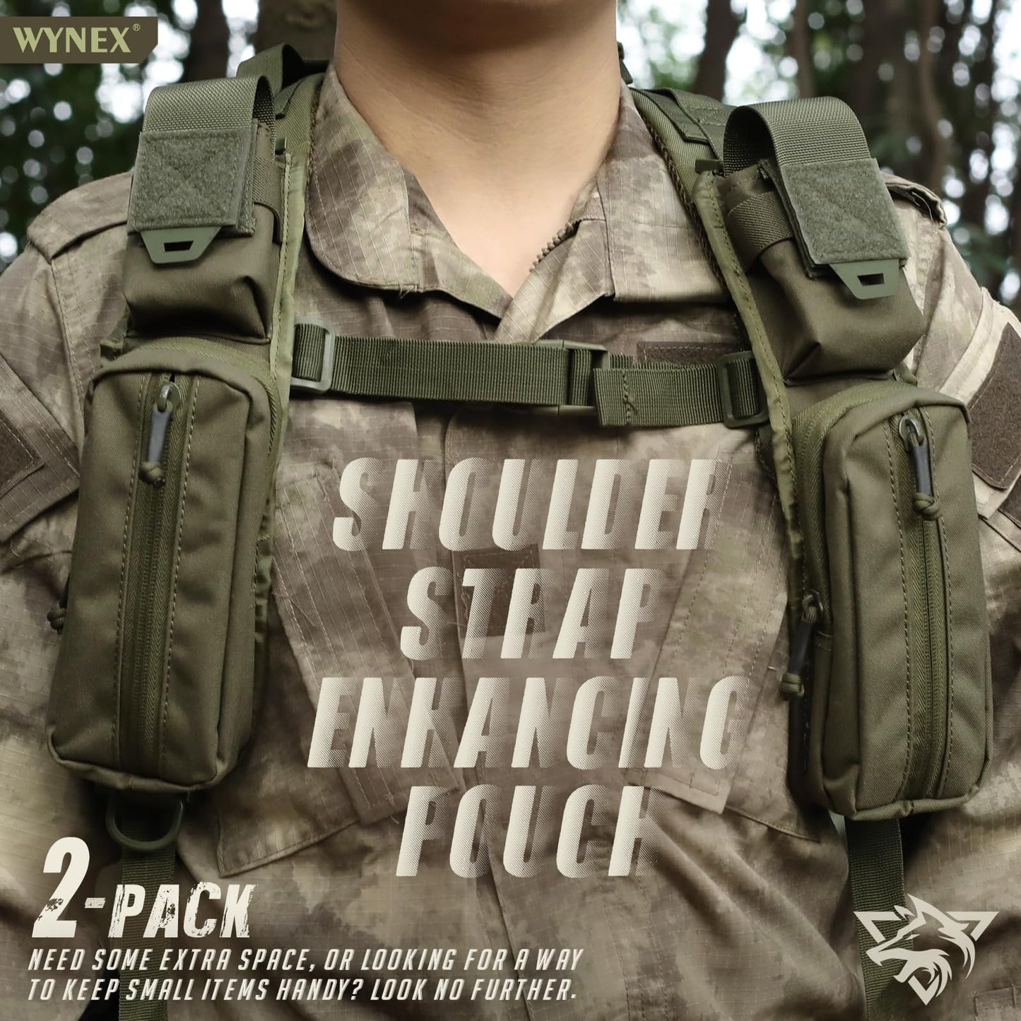 WYNEX Molle Accessories Pouch of Double Zipper Pocket Version, Backpack Strap Pouch Shoulder Strap Molle Attachment Tactical Accessories Bag Shoulder Starps Zipper Pocket Additional Phone Holder