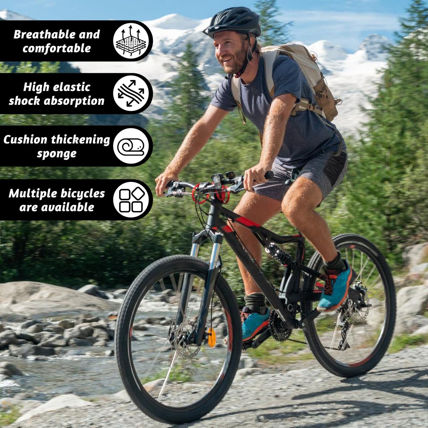 Bike Seat Cushion, Comfort Wide Bike Saddles with Dual Shock Absorption Balls for Men Women, Bicycle Seat Replacement Accessory Fit for Mountain or Road Bikes