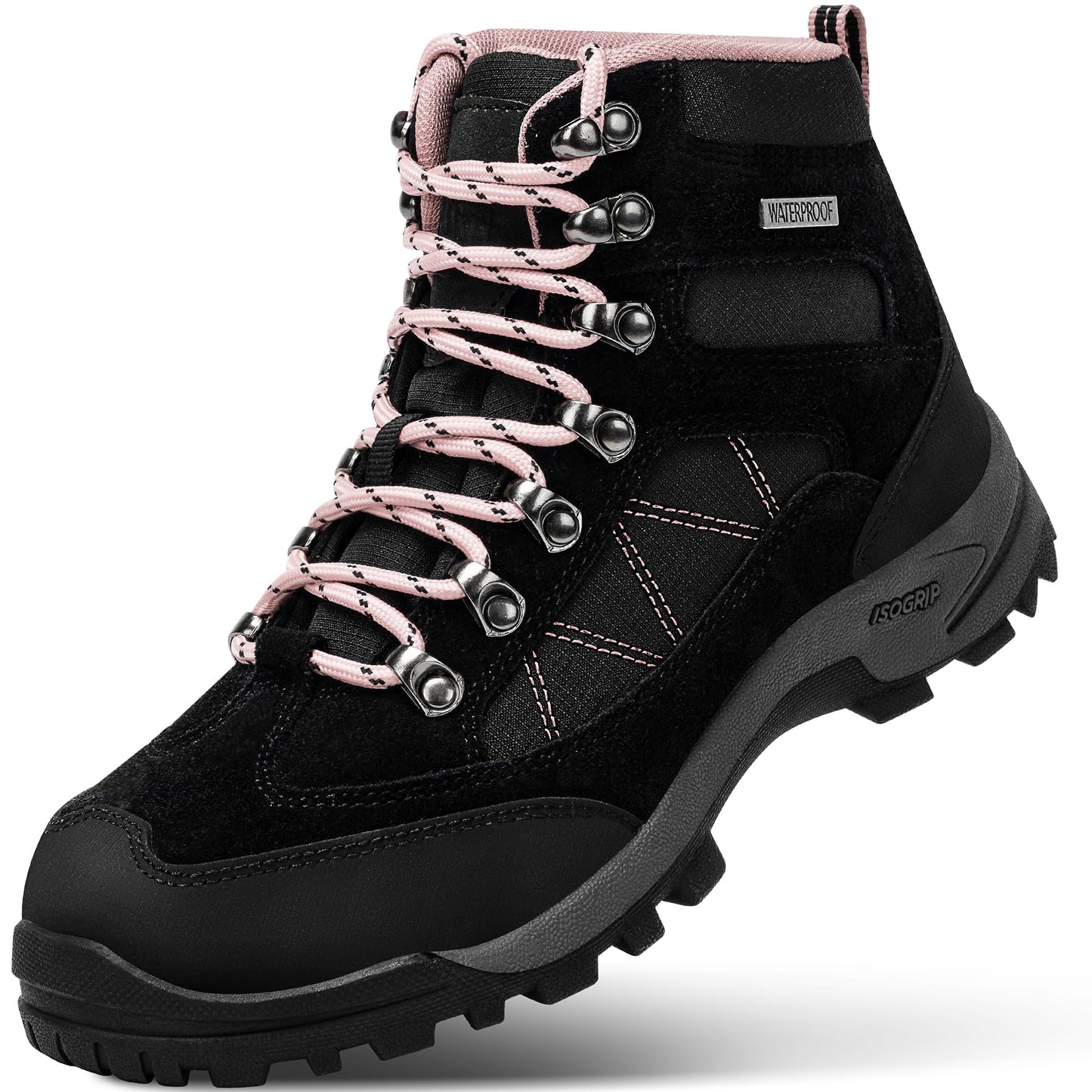 @ R CORD Womens Mid Waterproof Hiking Boots Outdoor Breathable Hiking Shoes Work Boots Sport Sneakers Pink Size 8.5