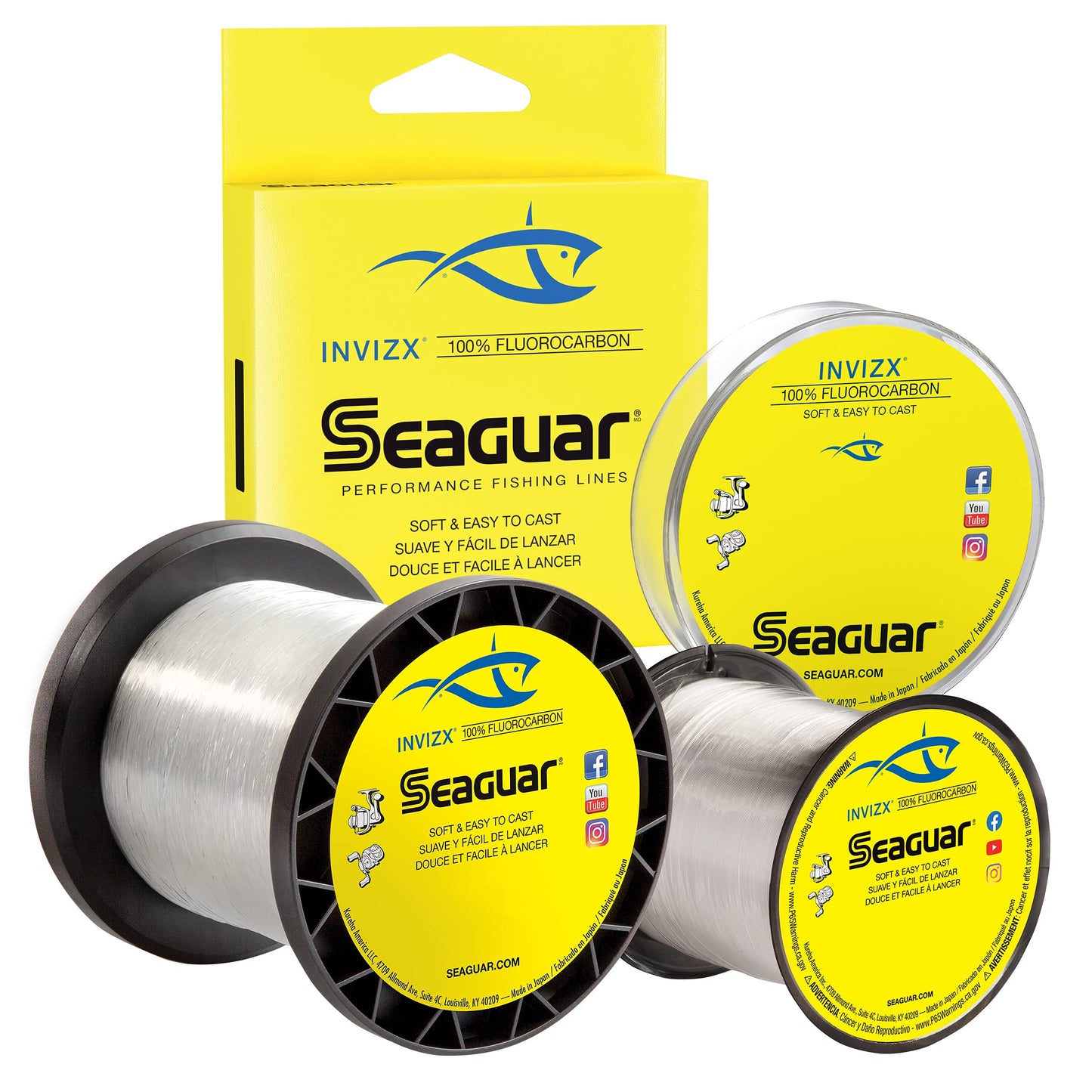 Seaguar InvizX Freshwater 100% Fluorocarbon Fishing Line 12lbs, 600yds - 12VZ600