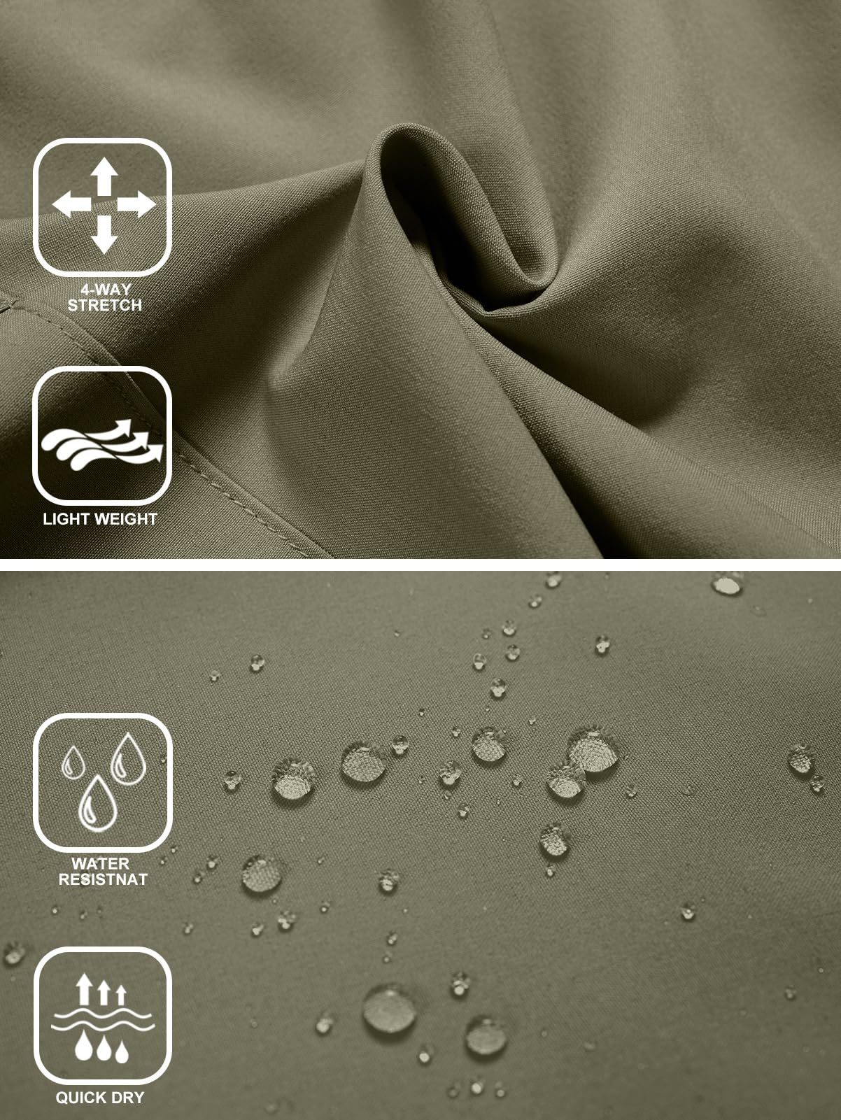 Hugut Women's Lightweight Hiking Cargo Shorts Quick Dry Athletic Shorts for Camping Travel Golf with Zipper Pockets Water Resistant Slate Green