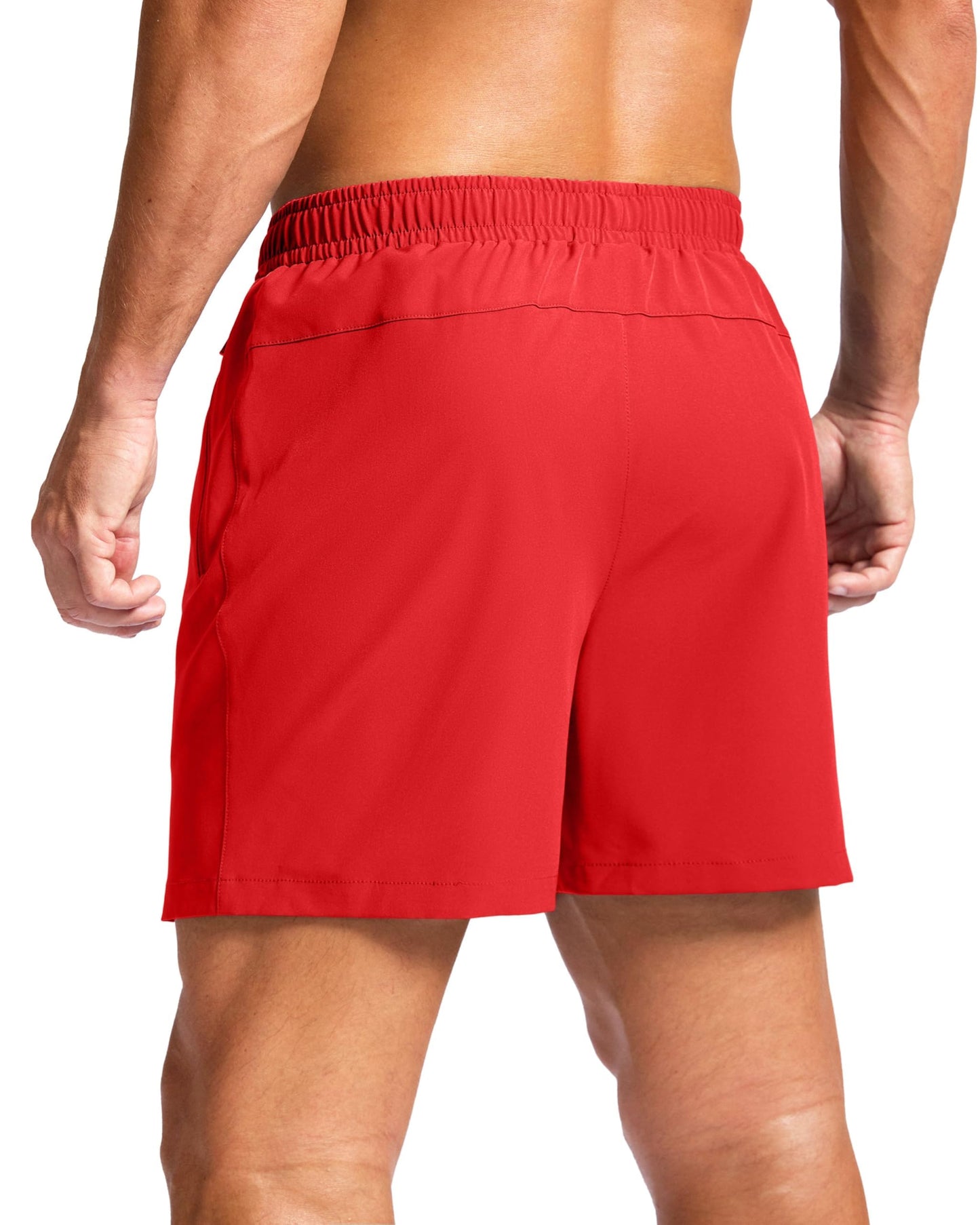 G Gradual Men's Athletic Running Shorts with Zipper Pockets Quick Dry 7"/ 5"/ 9" Workout Gym Shorts for Basketball Hiking(Deep Red,5S)