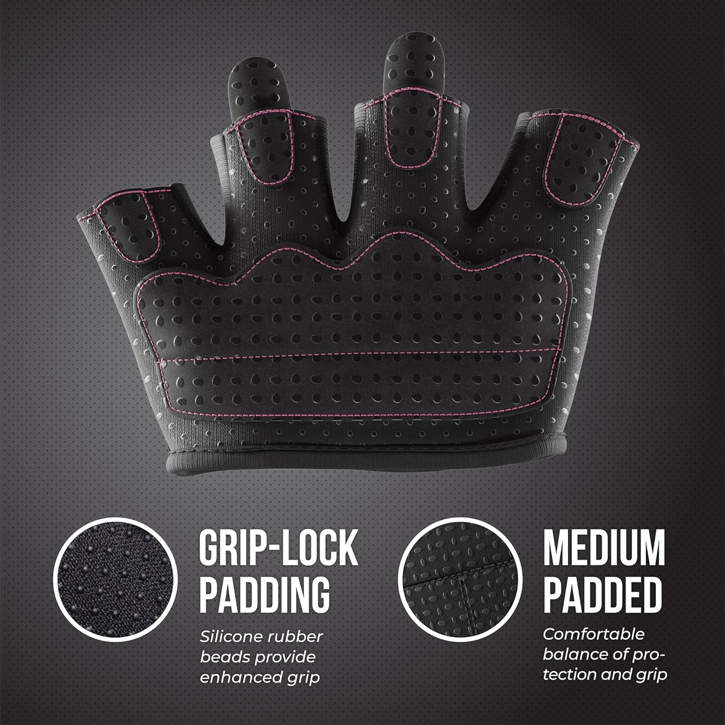 Contraband Pink Label Women's Micro Weight Lifting Gloves - Grip-Lock Silicone Padding | Minimalist Half Gloves