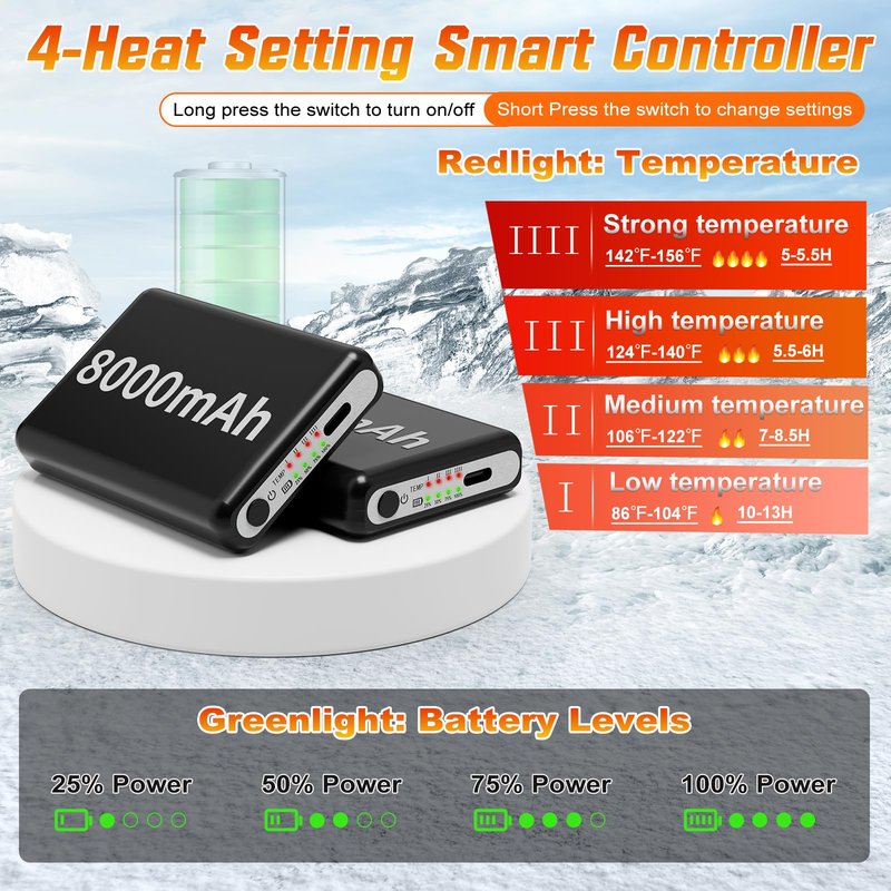 ChieAdt Heated Socks for Men Women with APP Control 8000mAh Battery Rechargeable Electric Sock 4 Heating Level Washable Winter Foot Warmer for Hunting Outdoor Work Ski Hiking Fishing XL
