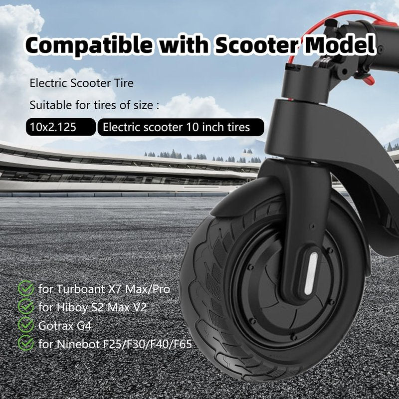 10x2.125 Solid Tire, 10 inch Tires Replacement, Tubeless Tyre for Segway Ninebot F20/F25/F30/F40/F65/D18W/D28U/D38U Gotrax G4/XR/V2 Hiboy S2 Pro Electric Scooter (2 Pack) (2)