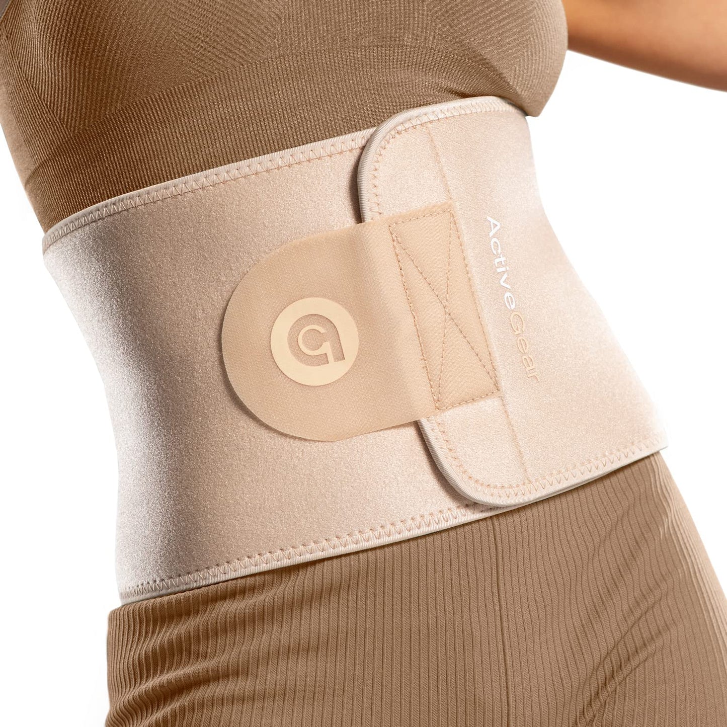 ActiveGear Waist Trimmer Belt with Back Support, Large: 9"x46" - Latte