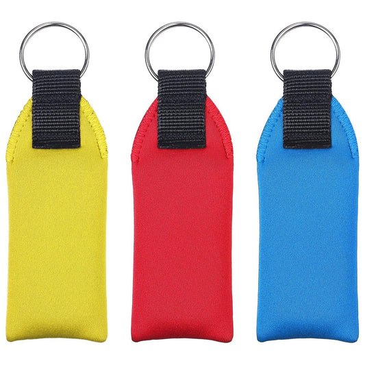 TecUnite Floating Neoprene Boat Keychain, 3 Pack Key Chain and Lanyard, Floatable Foam Key Fob for Water Sports (Red, Yellow, Blue, Black,4.2 Inch)