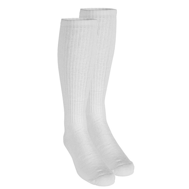 Truform Diabetic Compression Socks for Men and Women, 8-15 mmHg Knee High Over Calf Length, White, Large