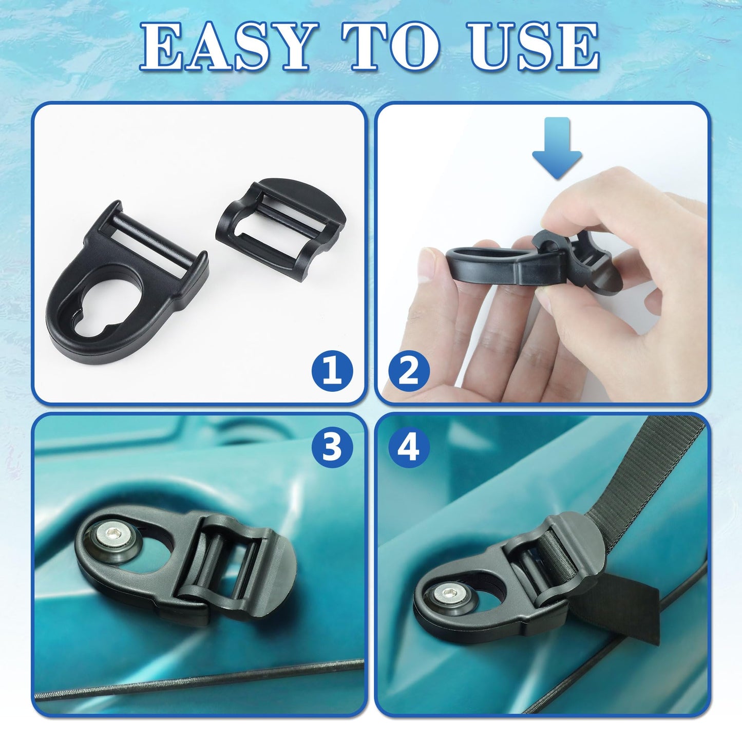 2Pcs Kayak Seat Clips Replacement & 4Pcs Straps,Kayak Seat Clip Parts Fit for Lifetime Emotional,Kayak Seat Belt Clips,Kayak Seat Repair Clip,Kayak Straps Seat Clip with Straps,Kayak Accessories