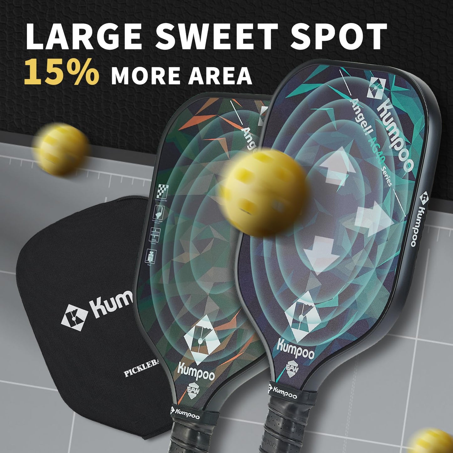 Pickleball Paddle, Carbon Fiber Pickleball Racket Lightweight with Fiberglass and PP Honeycomb Core, Large Sweet Spot Pickle Ball Racquet Set with Cover Gifts for Beginners, AG40 Blue