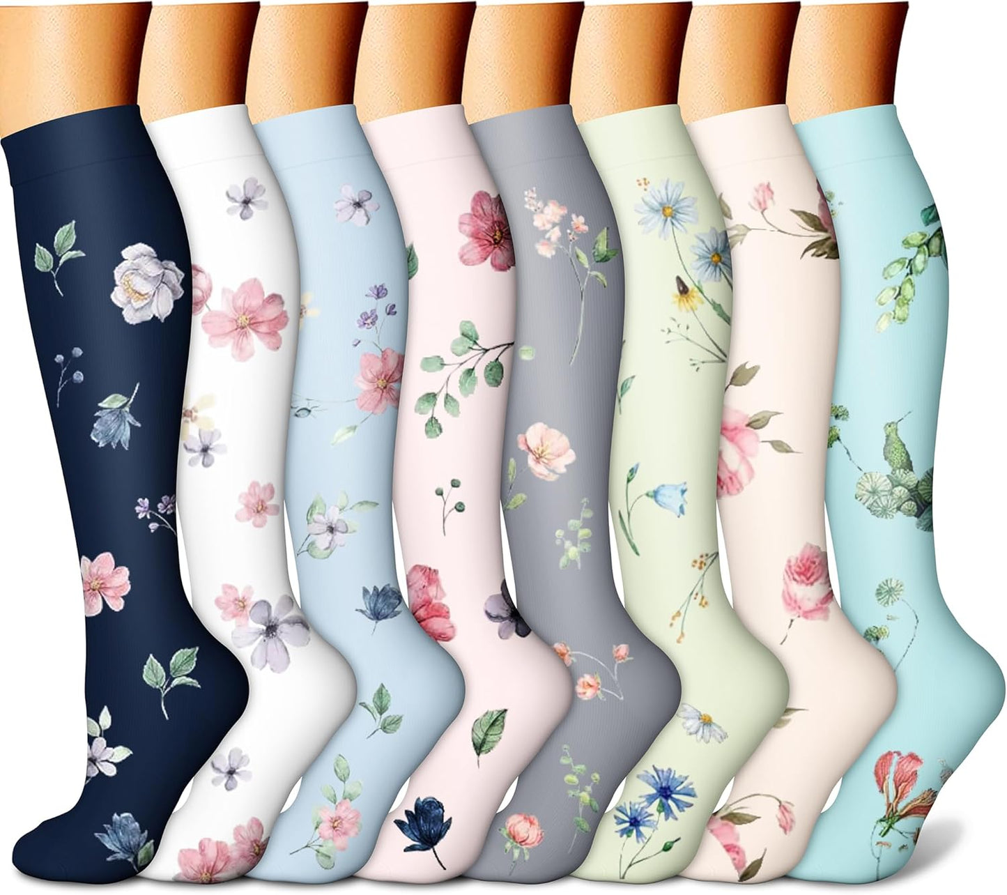 Compression Socks for Women & Men - 15-20 mmHg Calf Support for Athletic Cycling | 8 Pairs