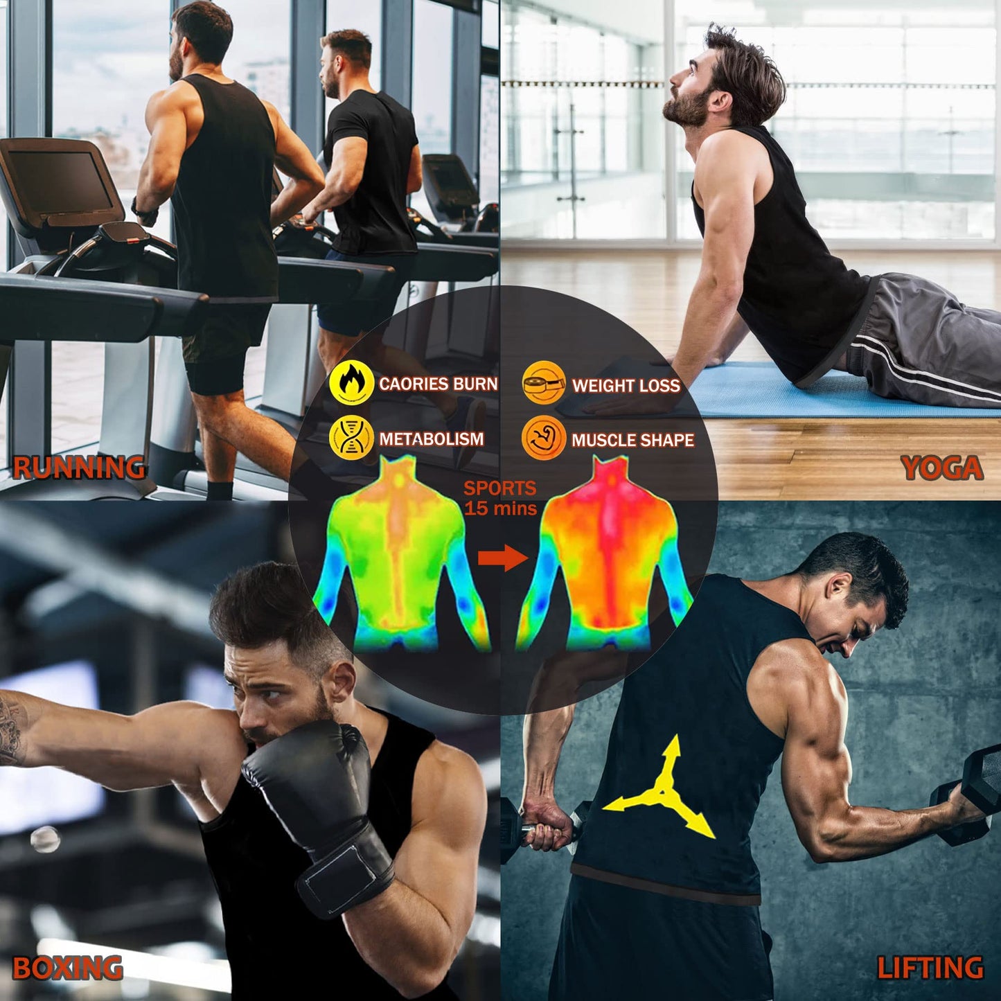 Sauna Shirt for Men, Short Sleeve Sauna Suit, Sweat Body Shaper Mens Sauna Vest Gym Exercise Tank Top
