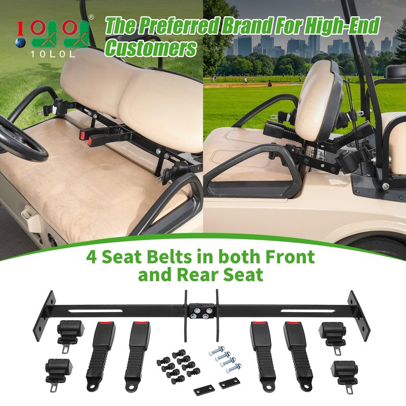 10L0L Golf Cart Seat Belt Kit with Bracket for Yamaha EZGO,Club Car DS Precedent,Front and Rear Seats,Universal Retractable Golf Cart Seat Belts
