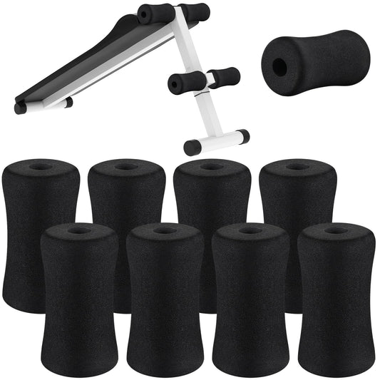 Deekin 4 Pcs Foam Foot Pads Rollers Soft Buffer Tube Cover Black Machine Tube Leg Gym Replacement Parts for Home Exercise Equipment Leg Extension Weight Bench Inversion Table, 5.1" x 2.75" x 0.87"