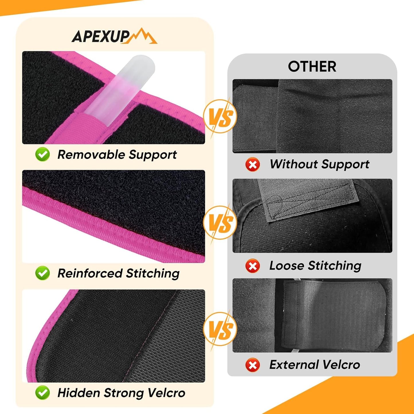 APEXUP Waist Trainer for Women - Lower Belly Fat Stomach Wrap with Removable Lumbar Support | Adjustable Size