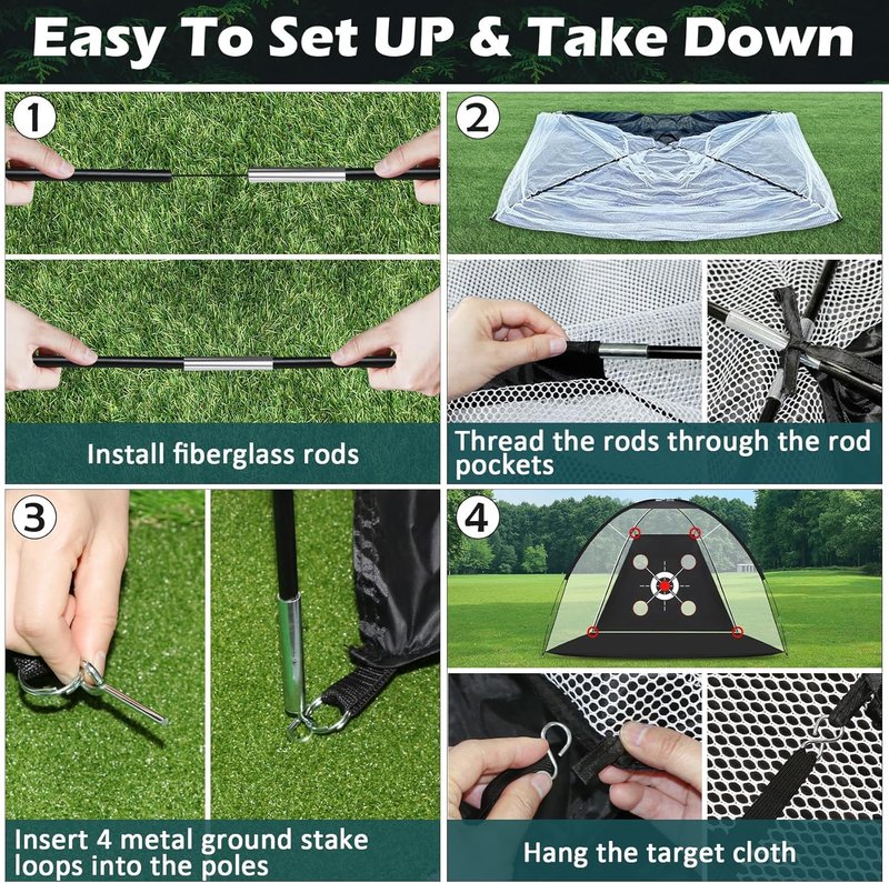 Golf Net with Heavy-Duty Hitting Mat for Indoor & Outdoor Golf Hitting Chipping Swing Driving Practice, Mult-Targets 10x7ft Practice Nets for Backyard Driving, for Men Dad Golfers