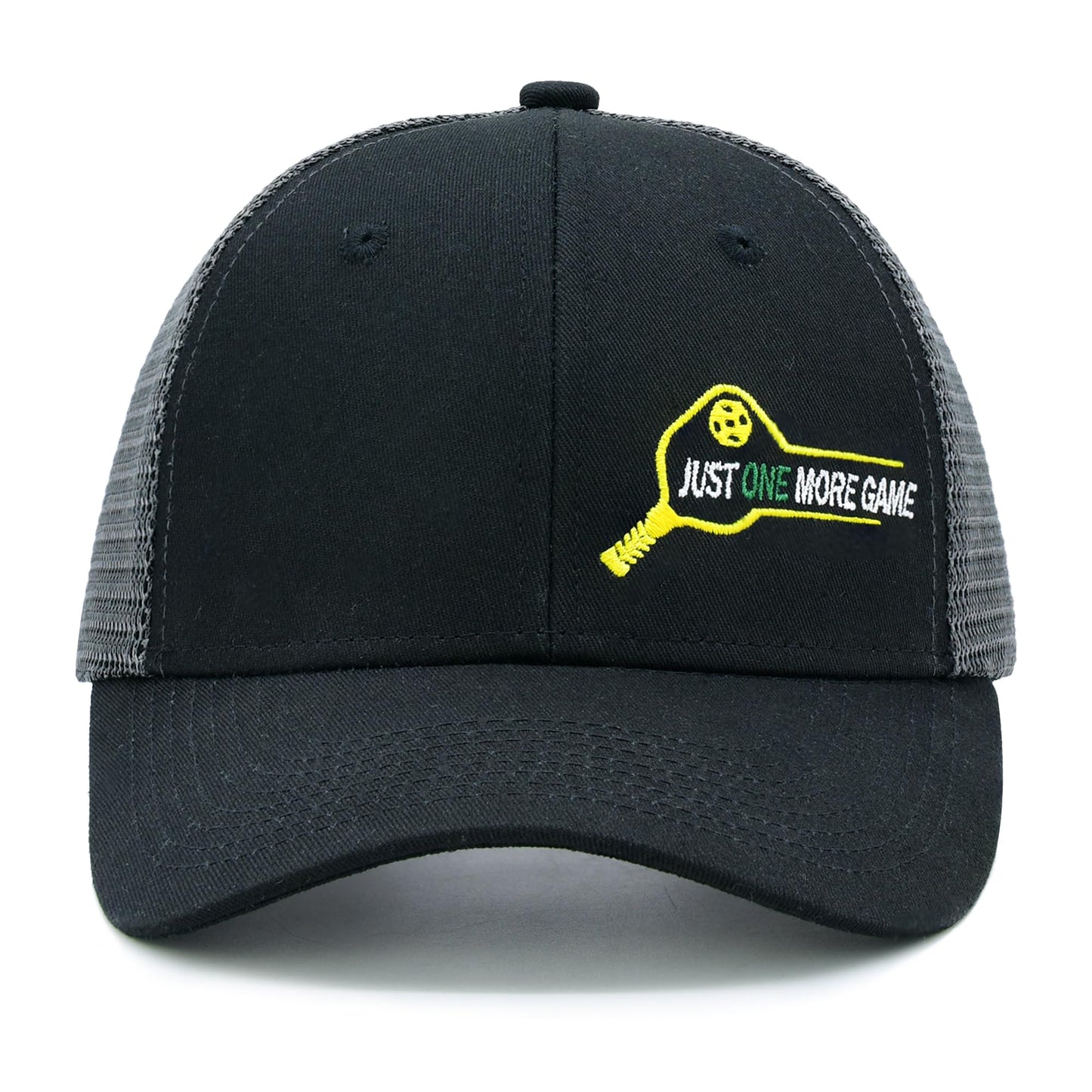 MINYJHZ Pickleball Hat, Embroidered Snapback Trucker Baseball Cap, Pickleball Gifts for Women Men Black