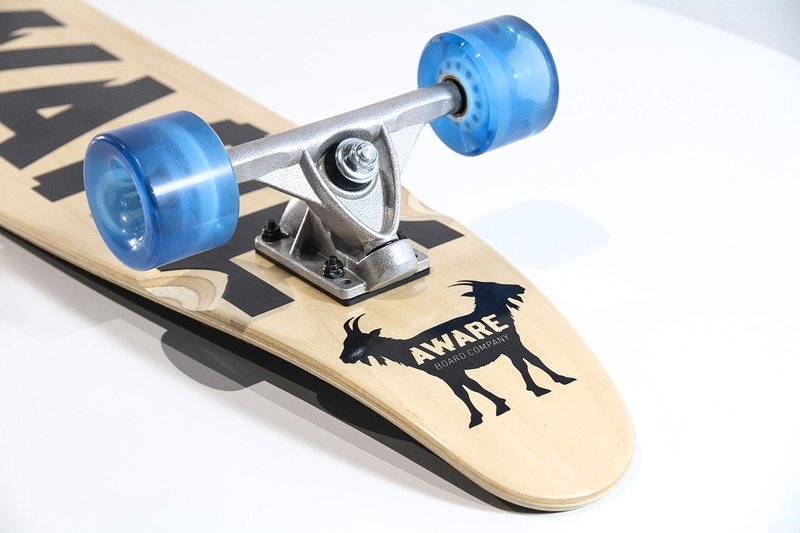Aware Complete 38" Longboard wt 150mm Silver Reverse Kingpin Trucks, Clear Blue Wheels; 65x47mm 78A, ABEC-7 percision Bearings and 3mm Rubber risers for All Ages