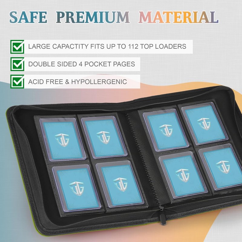 Toploader Binder - 112 Pocket Trading Card Holder for 3" x 4" Rigid Cards | Green