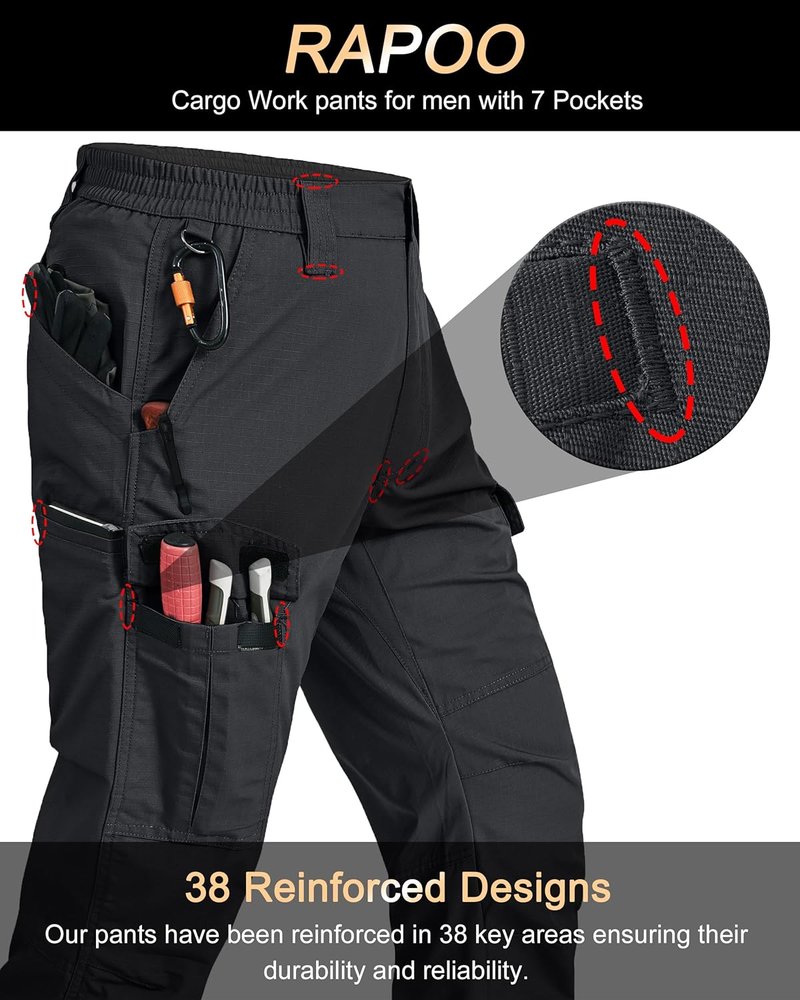 Men's Tactical Cargo Pants - Ripstop Water Resistant & Breathable | 7 Pocket Hiking Gear