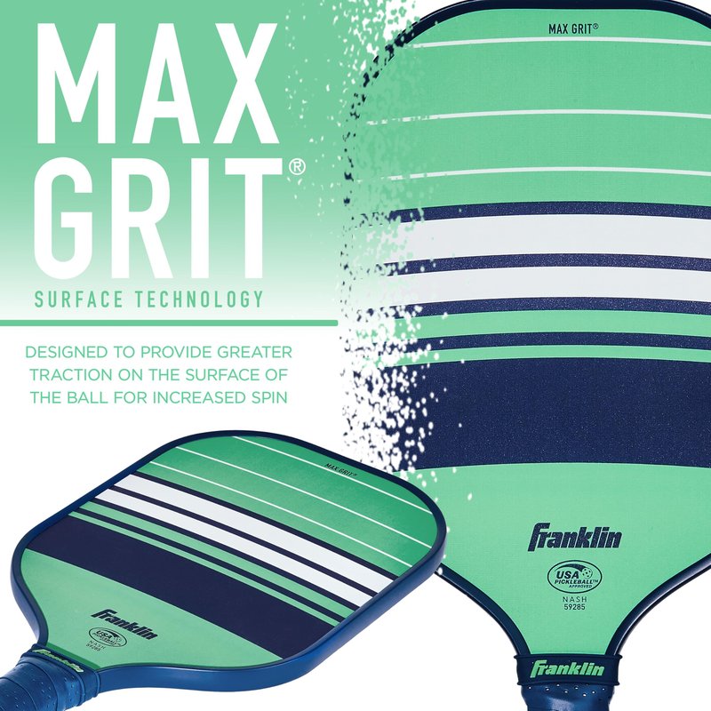 Franklin Sports Pickleball Paddle - Max Grit Fiberglass Surface - Polypropylene Core Pickleball Paddle - USA Pickleball (USAP) Approved - Navy/Mint