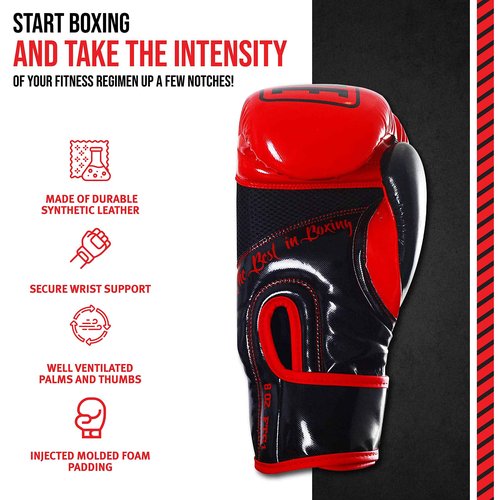 Ringside Apex Bag Gloves, IMF-Tech Boxing Gloves with Secure Wrist Support, Synthetic Boxing Gloves for Men and Women, Red and Black, S/M
