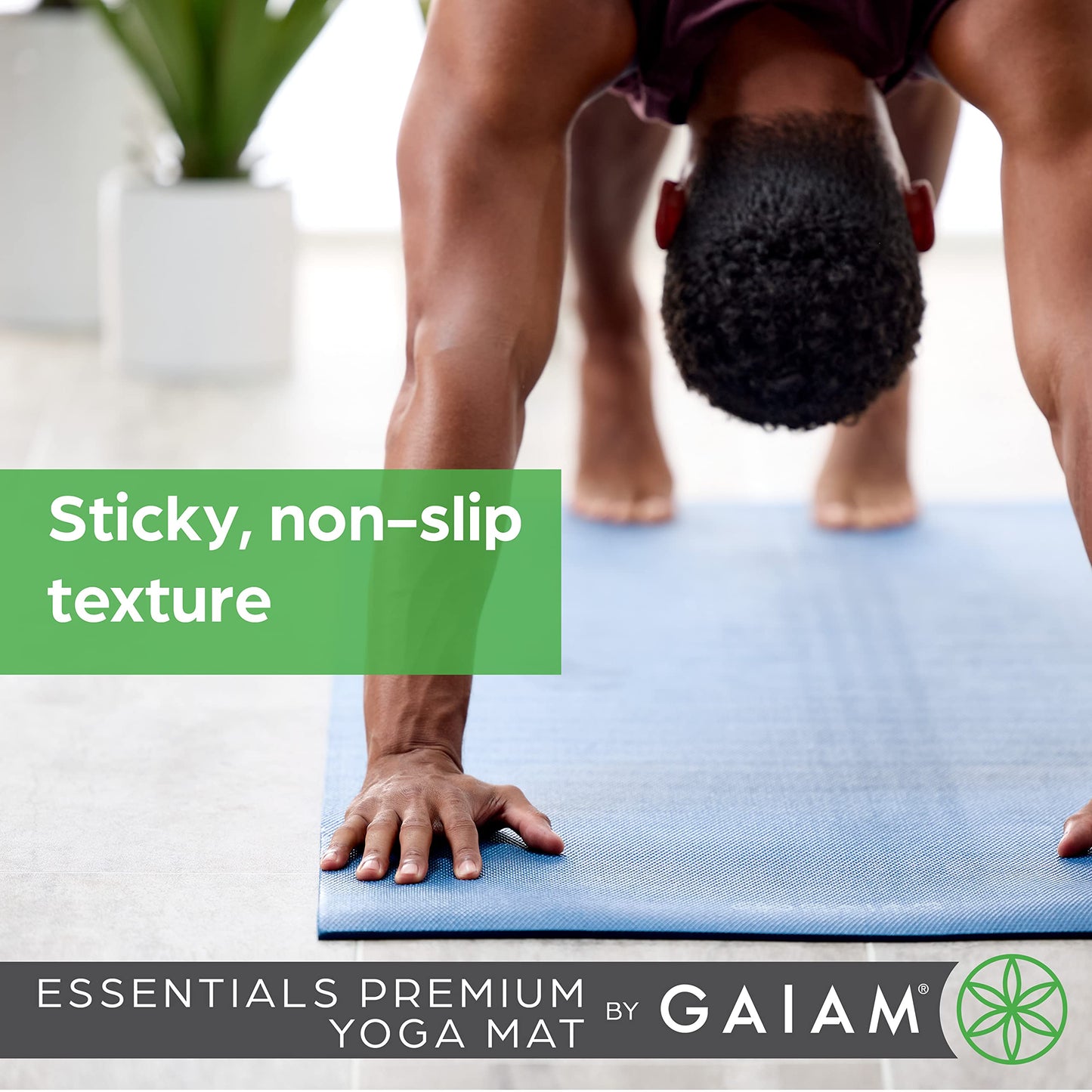 Gaiam Essentials Premium Yoga Mat with Carrier Sling, Navy, 72"L x 24"W x 1/4 Inch Thick