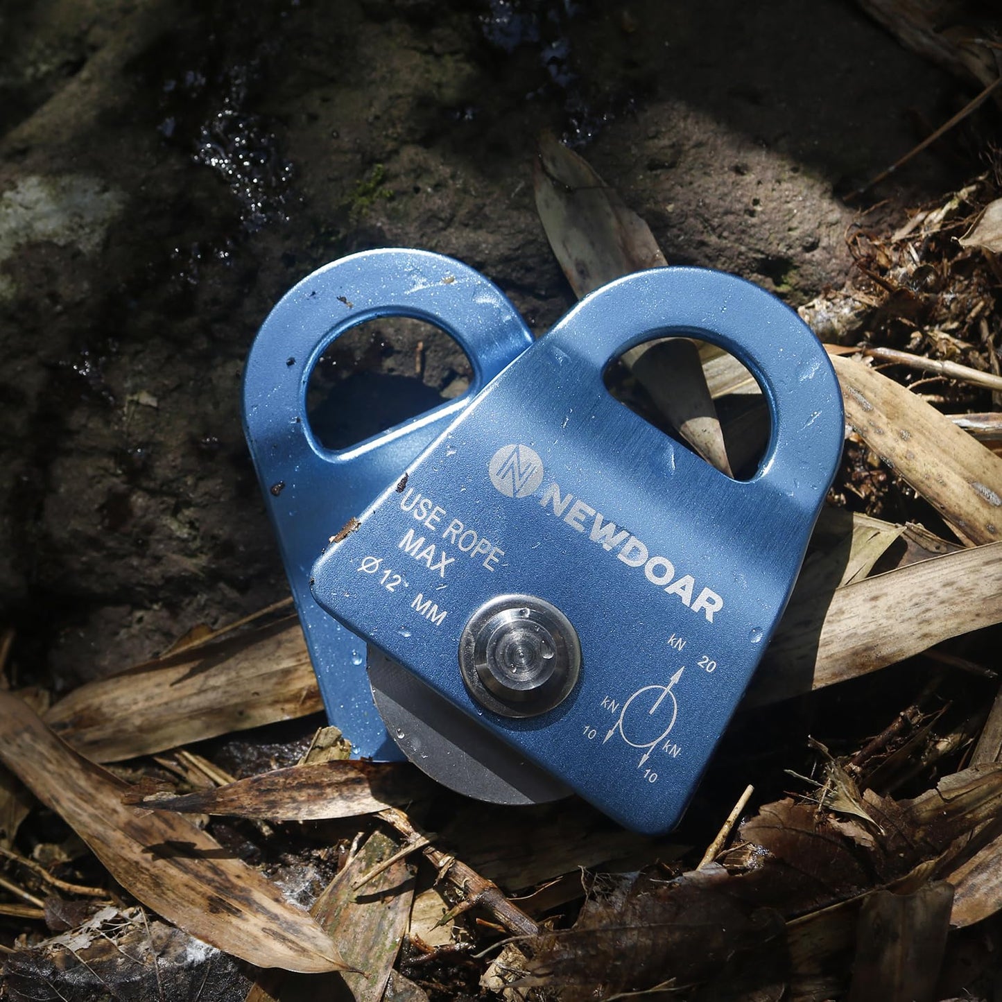 NewDoar Micro Mobile Single Pulley,20kN(4500 lb) Max Rope 1/2in for Rigging Arborist Climbing Rescue,CE Certified(20KN Blue 2pcs)
