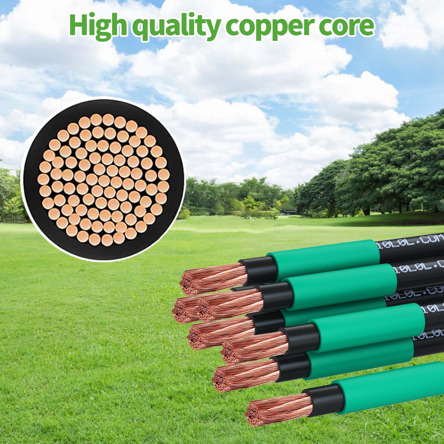 10L0L Golf Cart Battery Cables Wiring Kit for EZGO RXV, 2 Gauge Pure Copper Wires with Main Positive and Negative Cables, OEM 602930, 607057 (5PCS)