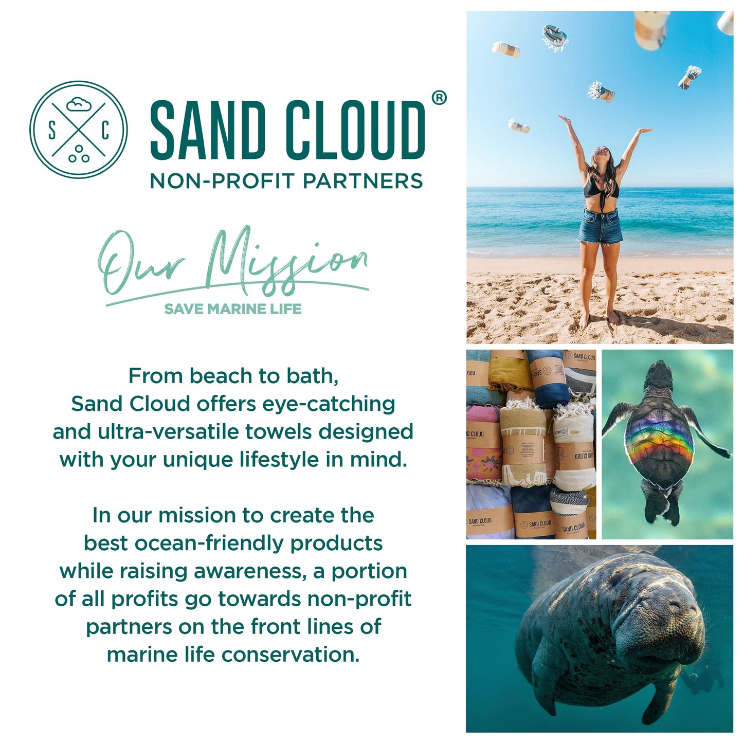 Sand Cloud Turkish Beach Towel - Sand Resistant - 100% Organic Turkish Cotton Yarn - Quick Dry Towel for Beach, Picnic Blanket or Throw - As Seen on Shark Tank - Waves
