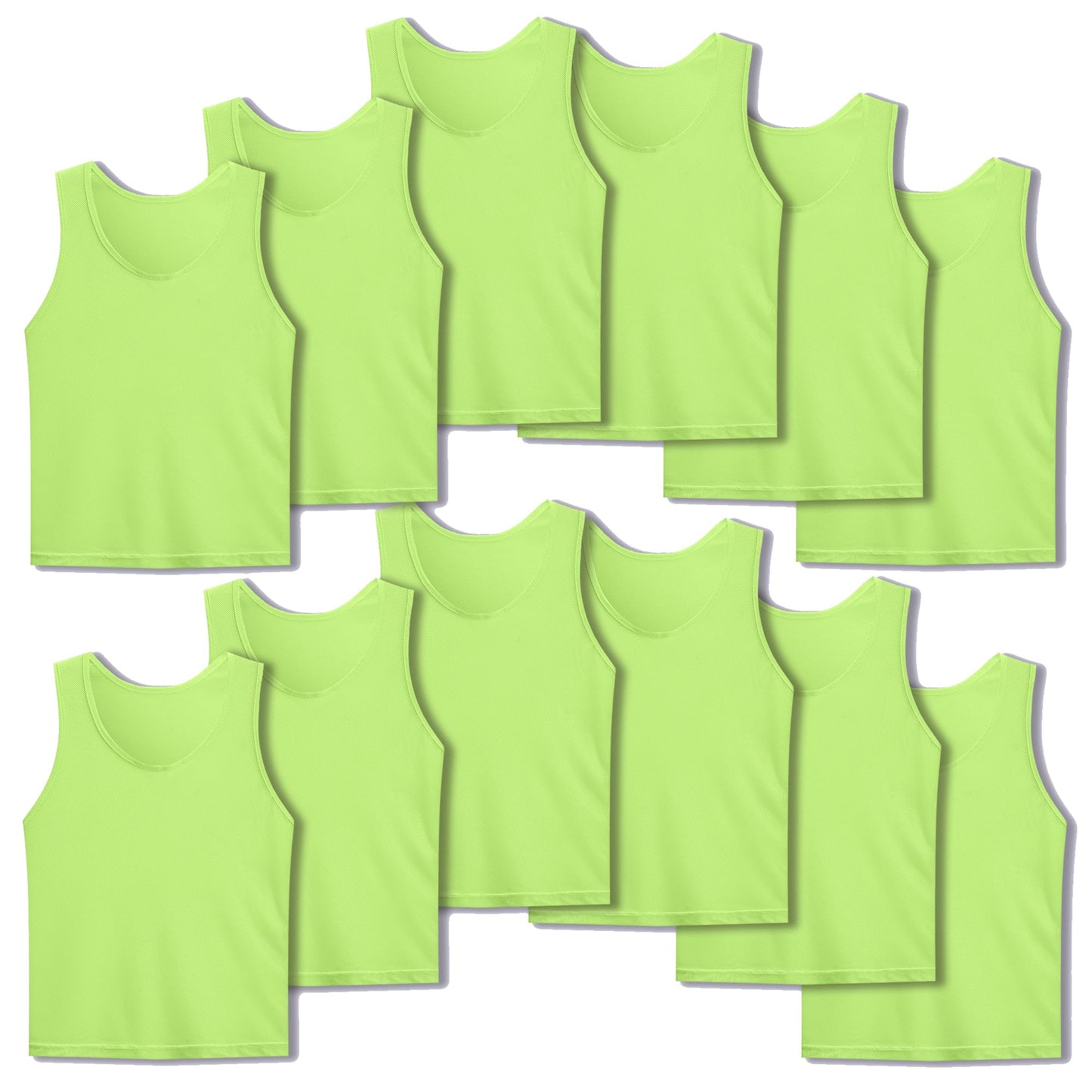 SPTEHW Scrimmage Vests Pinnies Team Practice Jerseys for Kids,Youth and Adult Sports Soccer,Football,Basketball(12 Pack)（neon Green,M）