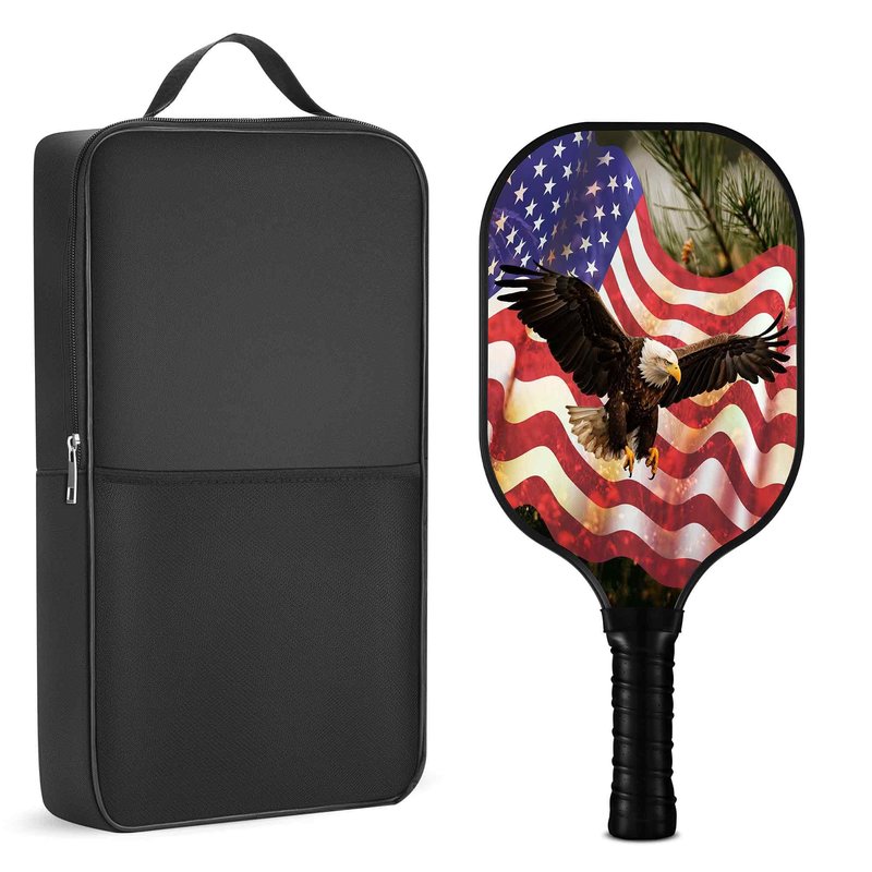 Cozaline Carbon Fiber Pickleball Paddles with Cushion Comfort Pickleball Paddle Grip, Lightweight Paddles with Flag&Eagle Pattern, Stylish Design for Men,Women,Kids,Adults