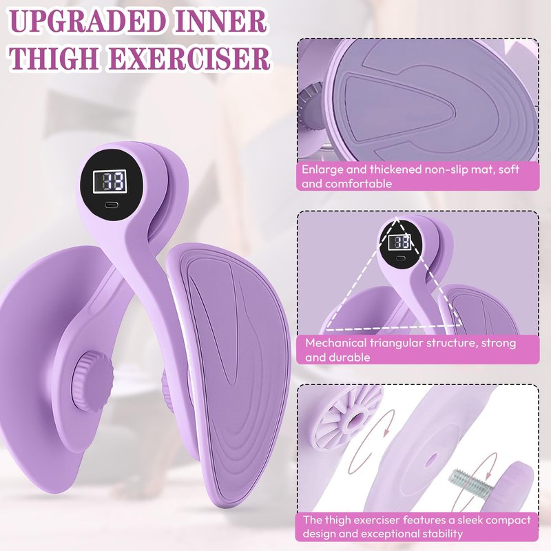 Thigh Hip Trainer Kegel Exerciser 0-120 Lbs Adjustable Resistance, Pelvic Floor Exercise Devices, Inner Thigh Exerciser for Women Men, Thigh Exercise Equipment (Purple)