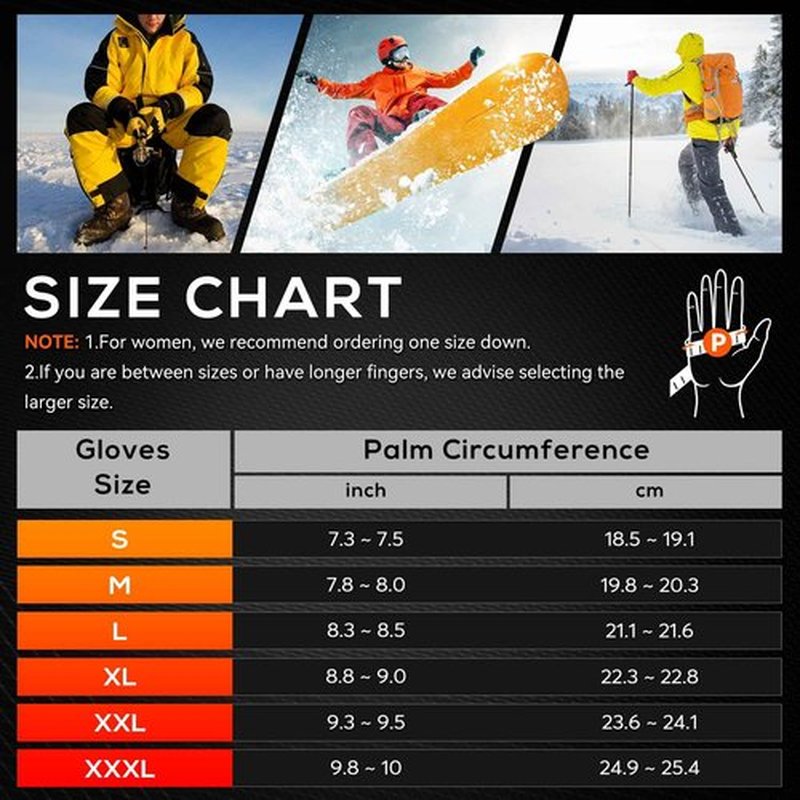 Heated Gloves for Men Women 7.4V Battery 22.2WH Rechargeable Heated Ski Gloves Touchscreen Waterproof Electric Heated Fishing Gloves for Winter Work Skiing Raynaud Riding(Black,L)