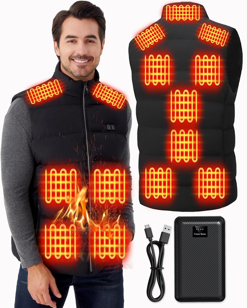 LQQSDPJ Electric Heated Vest for Men: Lightweight Warm Heated Jacket with 16000mAh Battery Pack - Winter Outdoor Hunting