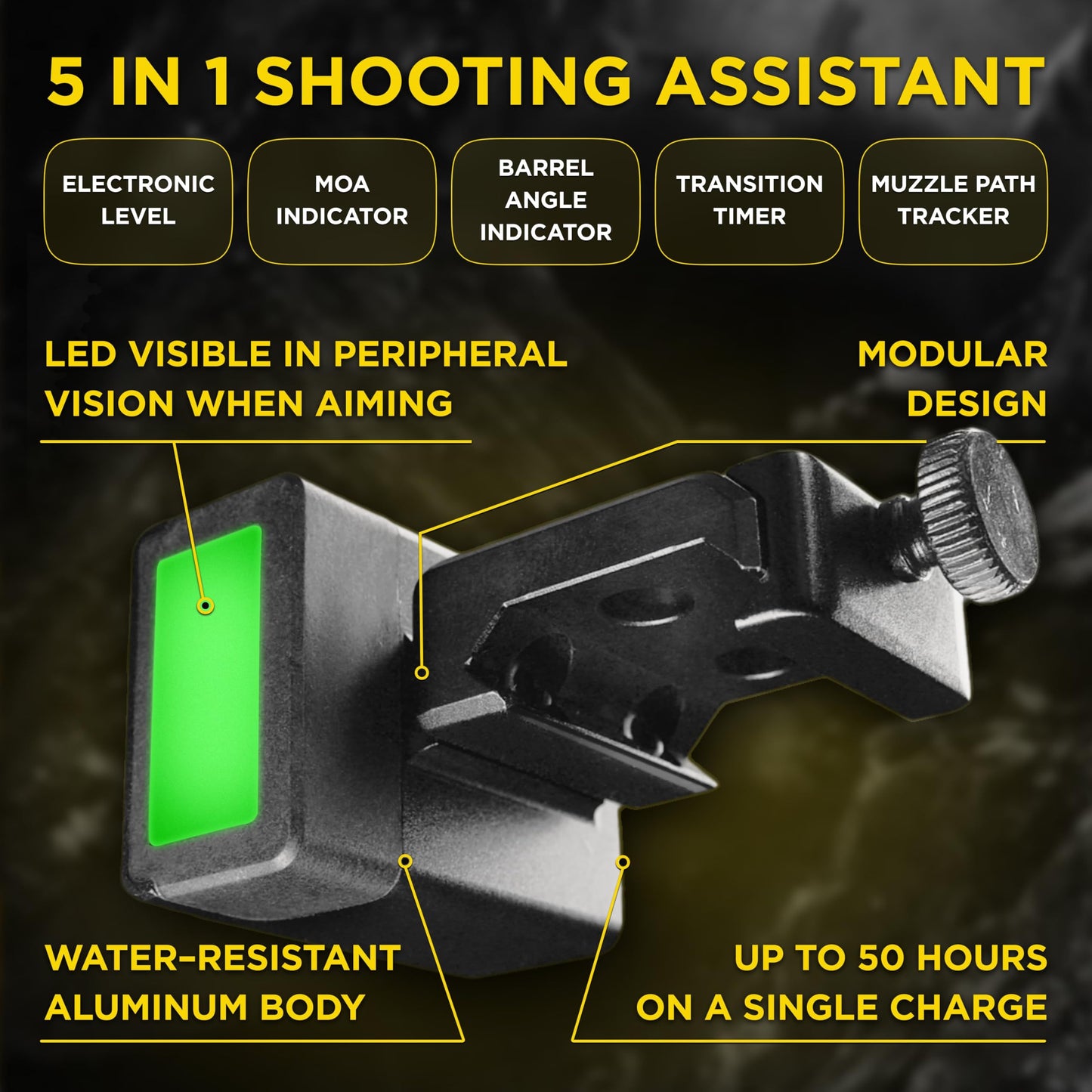 Shooters Global SG Pulse | Precision Shooting Assistant. Electronic Anti Cant Level, Elevation Angle Indicator, MOA Indicator, Captures Shots & Free Mobile app with Extra Features (Picatinny), Black