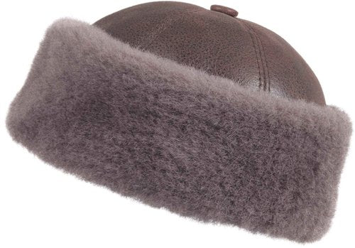 Zavelio Men's Shearling Sheepskin Winter Beanie Hat Medium Cashmere