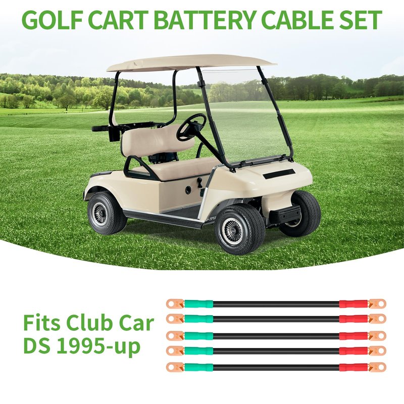 10L0L Golf Cart Battery Cable Set (4 Gauge) Fits Club Car DS Precedent Tempo 36V or 48V, 14 Inch, 5-Pack