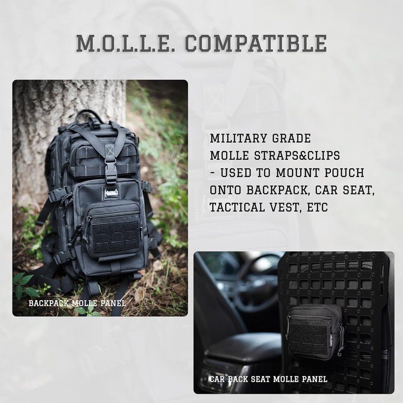 Tactical Molle Admin Pouch - EDC Tool Bag with US Flag Patch & D-Ring | Horizontal Modular Design
