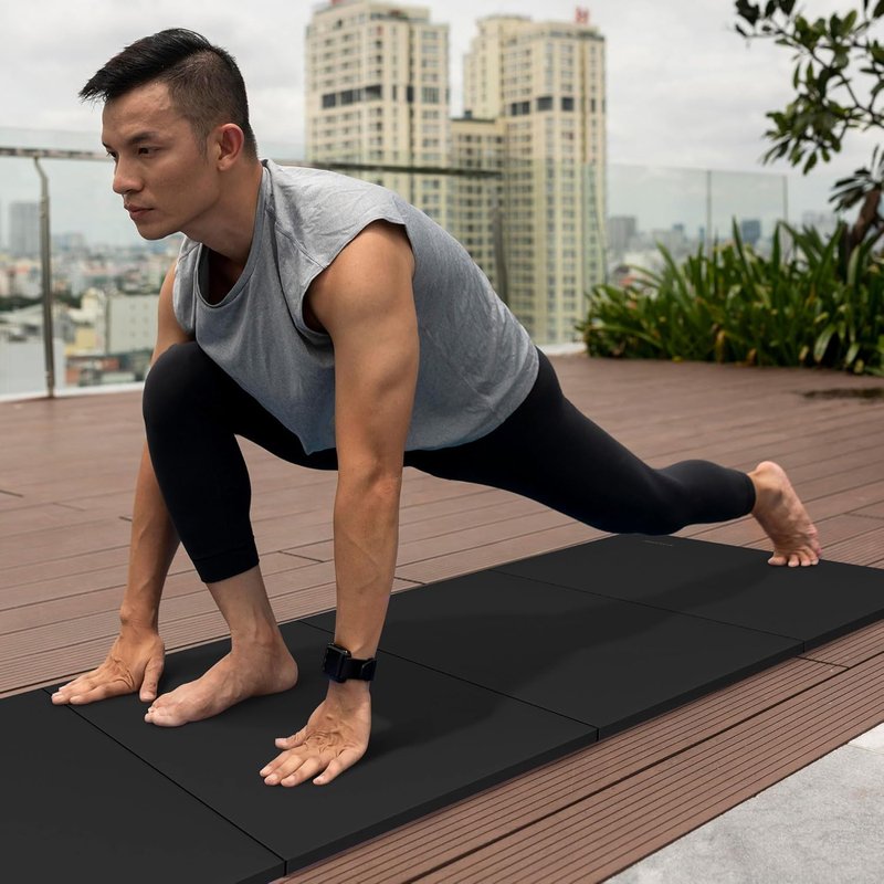 BalanceFrom 6x4 Feet Folding Gymnastics Mat - 2-Inch Thick Vinyl Pad for Tumbling, Yoga & Home Workouts
