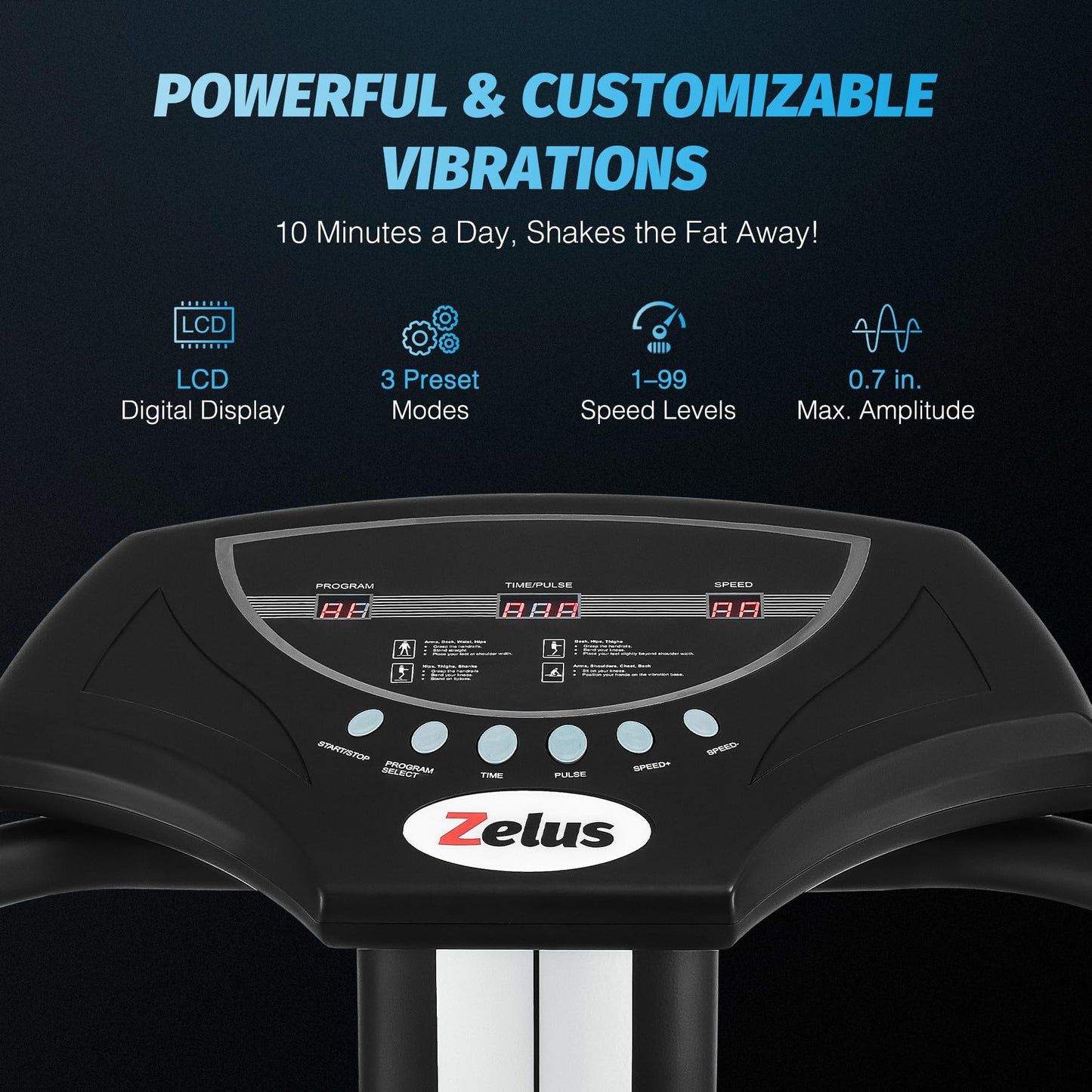 ZELUS Whole Body Vibration Plate, 500W Vibration Plate Exercise Machine with 99 Levels 3 Preset Modes & 2 Resistance Bands, Training Fitness Vibration Platform Machine for Home Gym with 330lb Capacity