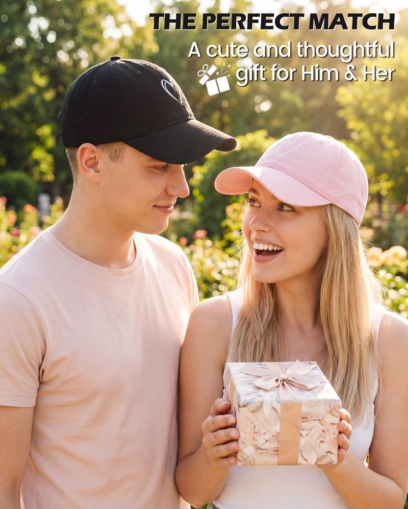 Black Baseball Cap Cute Baseball Caps for Women Men Trendy Trucker Heart Hat Ideal for Workout Golf Running
