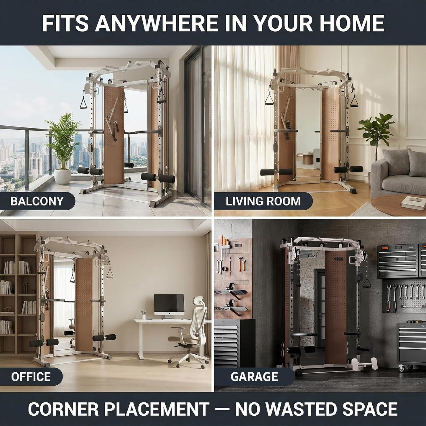 Home Gym Equipment - All-in-One Corner Master with 132 lbs Weight Stack | 17 Adjustable Settings, Space-Saving Design