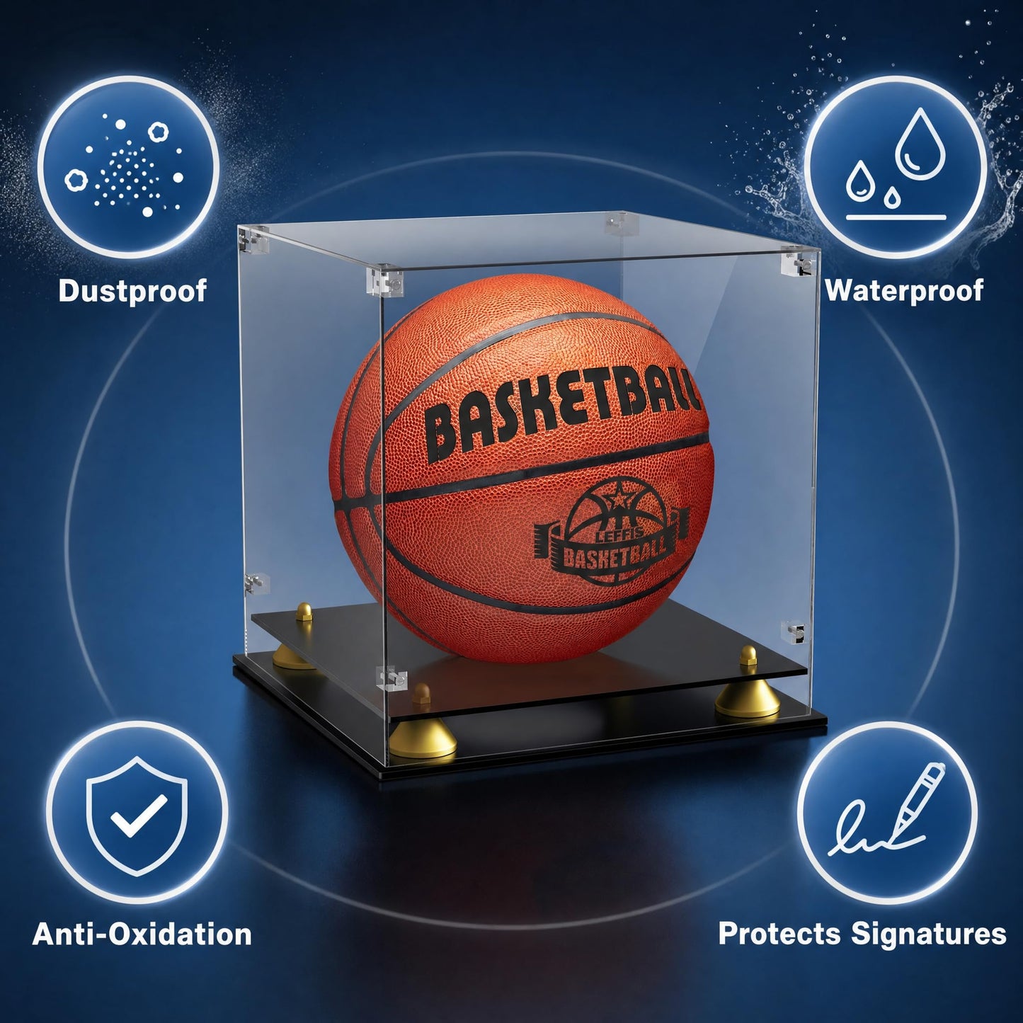 Basketball Display Case, Leffis Clear Acrylic Basketball Holder Display Box