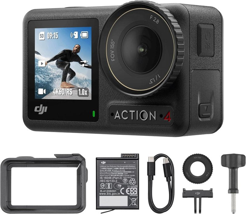 DJI Osmo Action 4 Waterproof Action Camera - 4K/120fps, 1/1.3" Sensor, 160 Mins Vlogging Battery Life