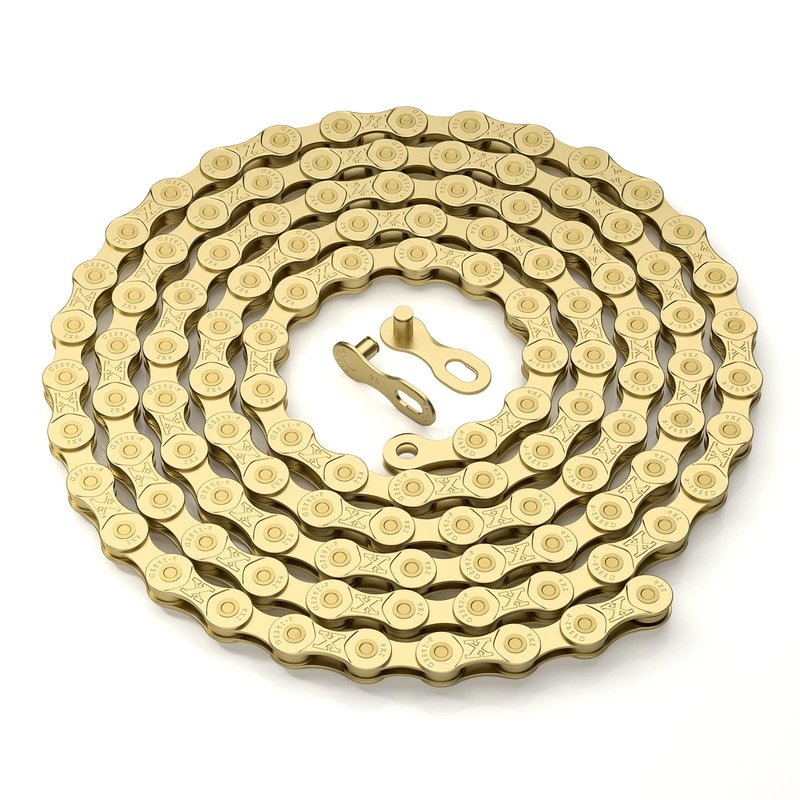 6/7/8/9/10/11/12speed Bike Chain -Bicycle Chain Compatible with Shimano, SRAM, Campagnolo and All Major Systems for Road Mountain Gravel Bike,Missing Link Included (Gold, 9 Speed)
