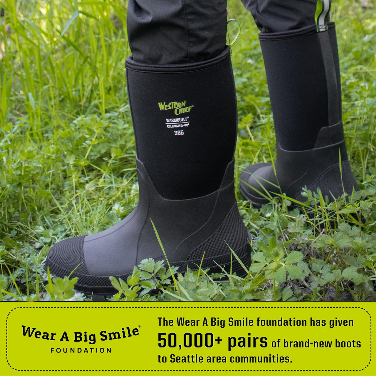 Western Chief Men's 365 Neoprene Rain Boots for Men - 100% Waterproof Rubber Boots for Men with Anti-Slip Outsole - Cold-Rated Muck Boots for Women for All-Weather Protection, Tall, Black, 10